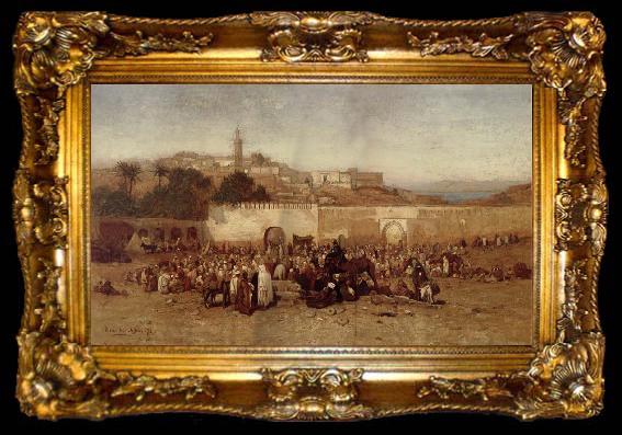 framed  Louis Comfort Tiffany Market Day Outside the Walls of Tangiers, ta009-2